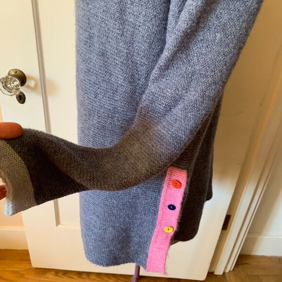 Wool & Alpaca Blend Blue Sweater Colorful Buttons Made in Italy NWT Cozy Artsy - Picture 3 of 6